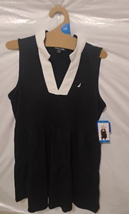 Nautica Jeans Black Sleeveless Pocket V Neck Tiered Dress Womens Size Large New - Picture 1 of 6