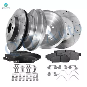 Front 262-Rear 200 Drilled Brake Rotors-Brake Pad For 2002 2003 2005 Honda Civic - Picture 1 of 10