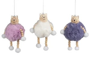 Formano Hänger Katze Textil Holz 583284 Rosa Weiß Lila Dekorativ Plüschig - Bild 1 von 1