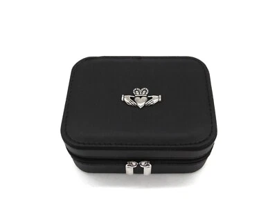 Claddagh design Black Travel Jewellery Box Claddagh Gift Irish Mum Dad Xmas Gift - Image 1 of 4