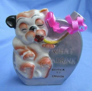 BONZO NIPPER LUSTER BOTTLE 3" souvenir of CANADA dog figurine 1930s - Picture 1 of 10
