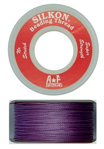 HILO DE CUENTAS FUERTE DE SEDA DE 1 METRO DE ESPESOR, 0,35 MM DE ESPESOR, MORADO OSCURO, SIN DESHILACHAR - Imagen 1 de 4