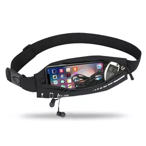 Slim Running Belt Black Fanny Pack Phone Holder Jogging & Workout Waist Bag - Picture 1 of 7