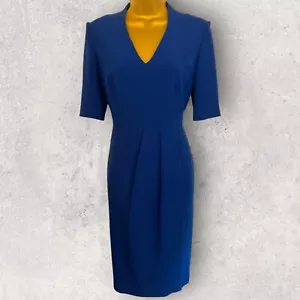 Hobbs Womens Electric Blue Short Sleeve V Neck Faux Wrap Dress, Office UK 10 - Picture 1 of 5