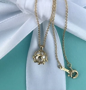 Tiffany Co 18k Gold Paloma Picasso Olive Leaf Branch Pearl Bead Pendant Necklace - Picture 1 of 16