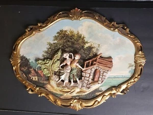 Targa da parete vintage 3D Impero arte figurativa cornice ornata Italia scena danzante - Foto 1 di 11