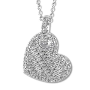 925 Sterlingsilber Herz Zirkonia CZ Anhänger Halskette 18" Love Iced Herz - Bild 1 von 2