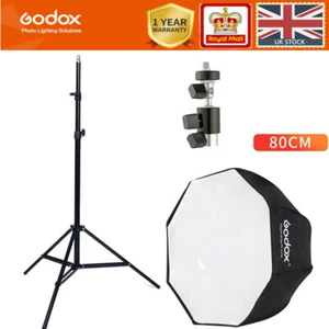 UK Godox 80cm Umbrella Octagon Softbox+D type bracket+Stand For Flash Speedlite - Picture 1 of 9