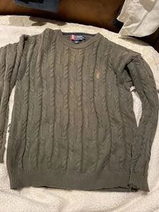 Men’s Olive green Chaps Ralph Lauren braided sweater size medium - Picture 1 of 8