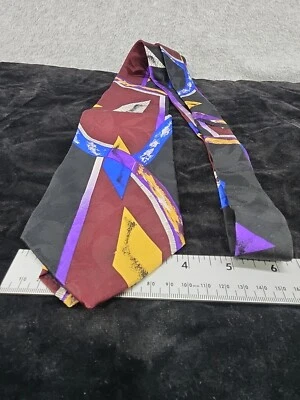 Corbata de seda DAMON para hombre HECHA EN EE. UU. ARTE FAUVISMO ABSTRACTO DECORACIÓN NEGRA XLong Foto 1 de 4