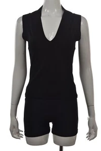 Narciso Rodriguez Womens Top Size 6 Black Wool V-Neck Casual Shirt - Picture 1 of 4