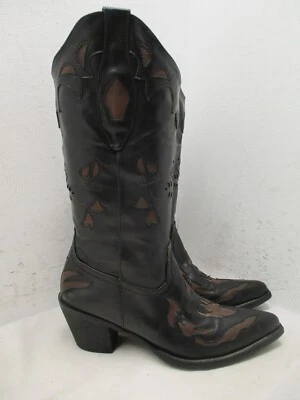 Roper Brand Womens Black Cut Out Pointed Toe Cowboy Western Boots Size 6 - Image 1 of 4