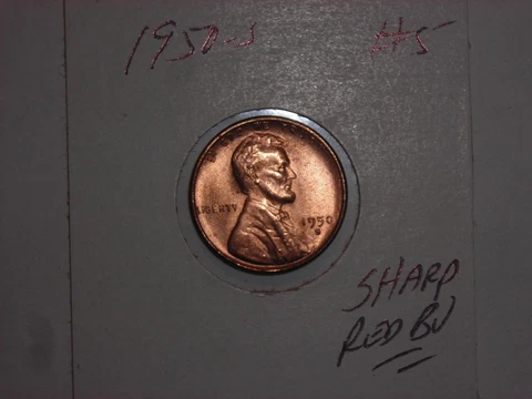 wheat penny 1950S LINCOLN CENT GREAT RED BU 1950-S NICE RED UNC LUSTER LOT #5 Cover