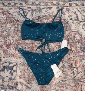 Sunshine79 Teal Zodiac Bikini Set Top SZ 10 Bottoms SZ 6 NWT - Picture 1 of 3