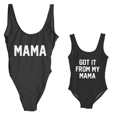 Traje de baño monokini con estampado de letras de madre a juego familiar para mujer niña diente piezas... Foto 1 de 4
