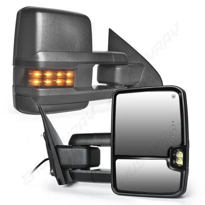 Par de retrovisores de reboque potência aquecida sinal de seta para 2015-2018 Chevrolet Silverado 2500 - Imagem 1 de 4