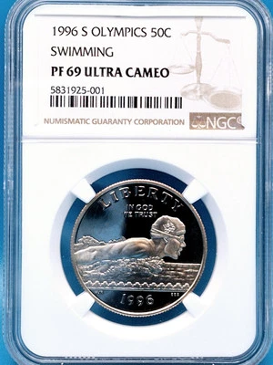 1996-S Olympics - Swimming - Half Dollar 50c NGC PF 69 Ultra Cameo - Image 1 of 4