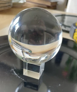 4 in" Crystal Ball With Glass Stand Clear Round Sphere Home Decor Halloween - Picture 1 of 7