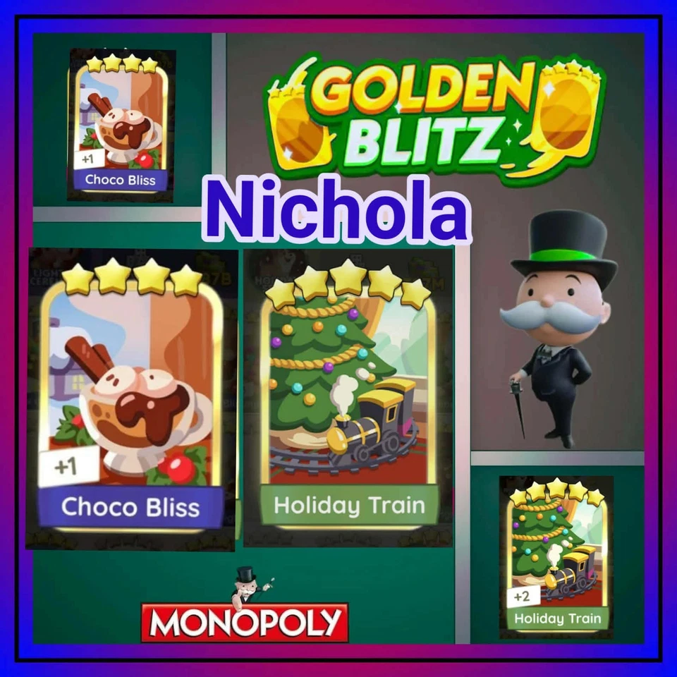 1 x Choco Bliss & 1 x Holiday Train ( monopo_ly_go goldenblitz ) instant sent - Image 1 of 1