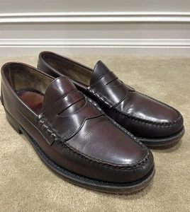 Vintage Johnston & Murphy Men's Aristocraft Burgundy Penny Loafers Size 10.5 D - Picture 1 of 11