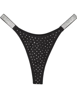 Tanga Victoria's Secret Shine Strap parte inferior de natación pedrería negra S M - Imagen 1 de 5