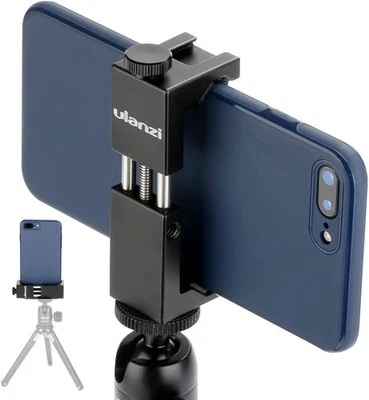 ULANZI ST-02S Aluminum Phone Tripod Mount w Cold Shoe Mount, Support Black  - Image 1 of 4