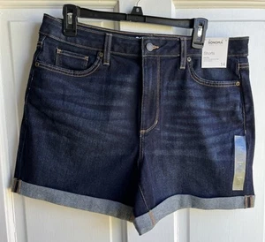 NWT Sonoma High Rise DARK DENIM SHORTS Size 14 STRETCH Cuffed Hem 5" Inseam - Picture 1 of 15