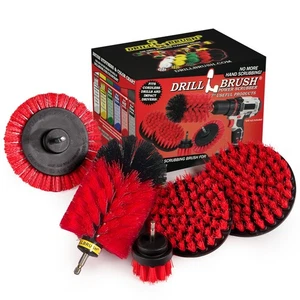 Set Spazzole Pulizia Nylon Rigido Rosso 5 Pezzi - Spazzole Scrub Pulizia Esterno f... - Foto 1 di 8