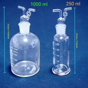 Lab glass gas wash bottle washing bottle 1000 ml, 250 ml, 500 ml lab glassware - Picture 1 of 12