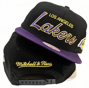 Los Angeles Lakers Mitchell & Ness Team Script 2.0 HWC Snapback Hat - Black - Picture 1 of 5