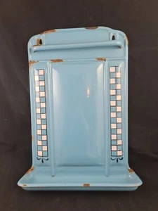 Löffelbrett Löffelblech französisch Frankreich Emaille blau Email Vintage Deko - Bild 1 von 3