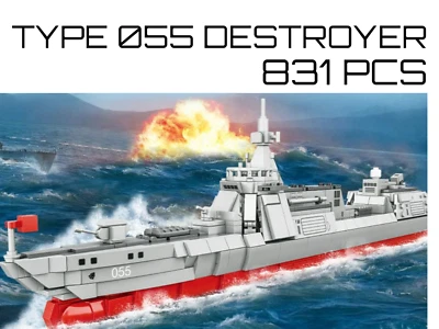 831 Pcs 055 Renhai Chinese Battleship Warship | Military Army Equipment | MOC - image 1 of 4