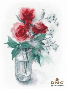 Roses and snowdrift 1353 Oven Counted Cross Stitch Kit - Picture 1 of 2