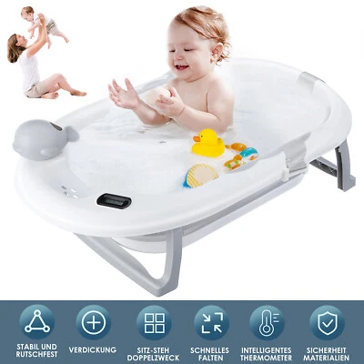 Baby Badewanne mit Ständer Tragbare Bathtub Faltbare Babywanne Tub 1-6 Jahre - Bild 1 von 4