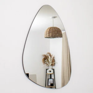 Frameless Pebble Glass Wall Mirror 70x50cm Irregular Shaped Modern Home Decor - Picture 1 of 4