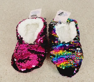 Girls' Flip Sequin Slipper Socks XS/S Pink & Rainbow - More Than Magic - 2 Pair - Picture 1 of 8
