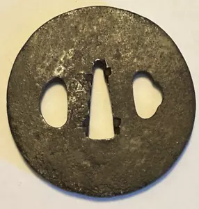 Japanese Tsuba Signed Kunihiro Edo Wakizashi Sword Old Iron - Picture 1 of 5