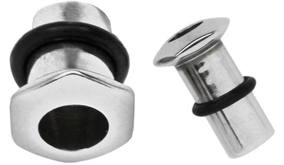 Orecchio Piercing Gioiello Acciaio Flesh Tunnel Eyelet 1-fach Con Esagono, Forza - Immagine 1 di 2