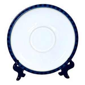 Denby Langley REFLEX Handcrafted Blue White Checkered Saucer NEW - Picture 1 of 6