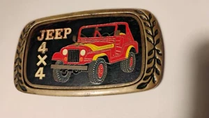 red jeep 4x4 belt buckle brass 1980 aminco heritage buckles - Picture 1 of 6