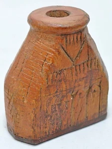 Antique Wooden Tribal Small Bottle Original Old Hand Carved - Picture 1 of 9