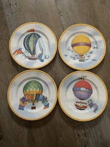 Williams-Sonoma Montgolfiere Set Of 4 Salad /dessert Plate Hot Air Balloon Japan - Picture 1 of 10