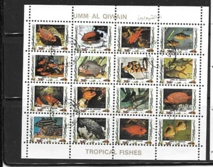 UMM AL QIWAIN 1973 FISH FULL SHEET CTO USED OLD VINTAGE STAMP # - Bild 1 von 1