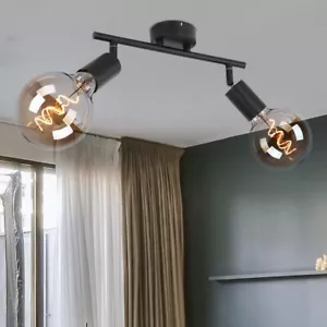 Spotlampe Deckenleuchte Spotstrahler Metall schwarz 2-Flammig E27 verstellbar - Bild 1 von 12