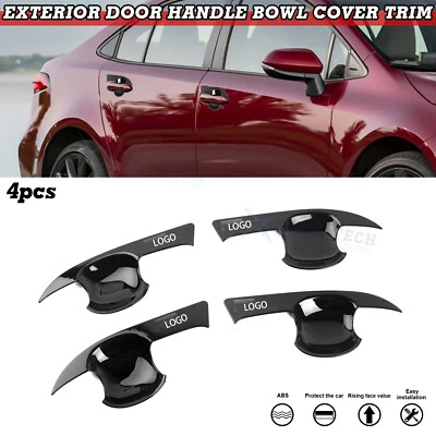 Panel de moldura de tazón de manija de puerta exterior negro brillante para Toyota Corolla 2020-UP Foto 1 de 4