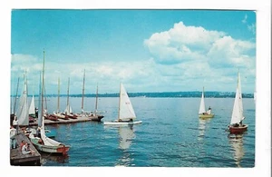 Vtg Postcard Preparing for the Days' Sailing Race - Picture 1 of 2