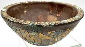 Vintage MCM Sascha Brastoff Bowl California M3 Signed Fingerprints Mosaic Effect - Picture 1 of 17