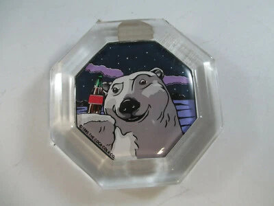 Coca-Cola Acrylic Magnet Hexagon 1995 Polar Bear with Coke Bottle - Image 1 of 3