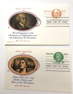 Postal Cards Artcraft -John Hancock-Domestic Rate & Nathan Hale (9 Cents) - Picture 1 of 5