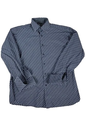 Bachrach Mens Button Down Dress Shirt Mens Sz L Black Pinstripes French Cuff - Image 1 of 4